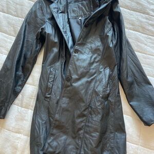 Black Leather Trench Coat
